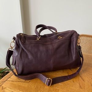 Plum Purple Leather Gold Hardware Handbag